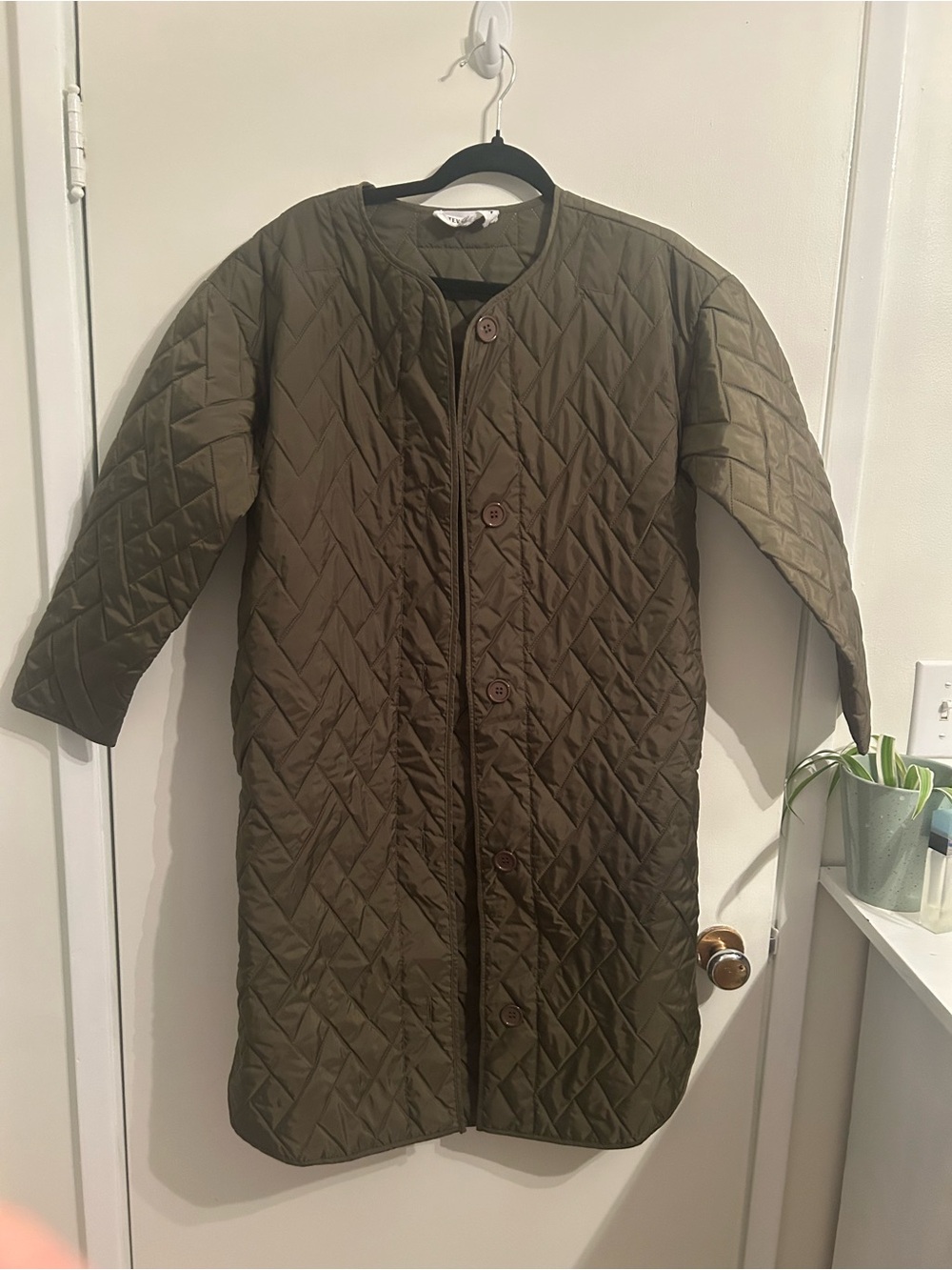STEVE MADDEN Quilted Longline Women's Coatigan in Olive
